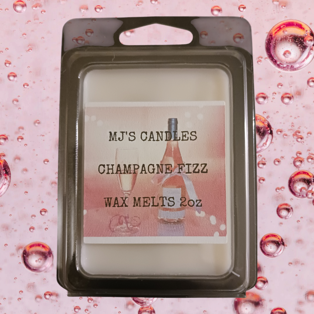 MJ'S CANDLES LLC handmade champagne scented wax melts pack with Champagne Fizz fragrance 2oz