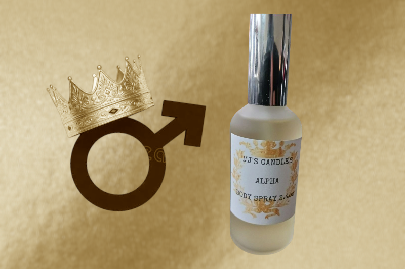 MJ'S CANDLES LLC Alpha handcrafted body spray for men in frosted bottle with silver cap