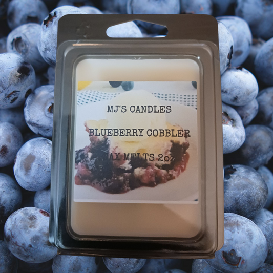 MJ'S CANDLES luxury dessert scented wax melts in blueberry cobbler fragrance 2oz pack