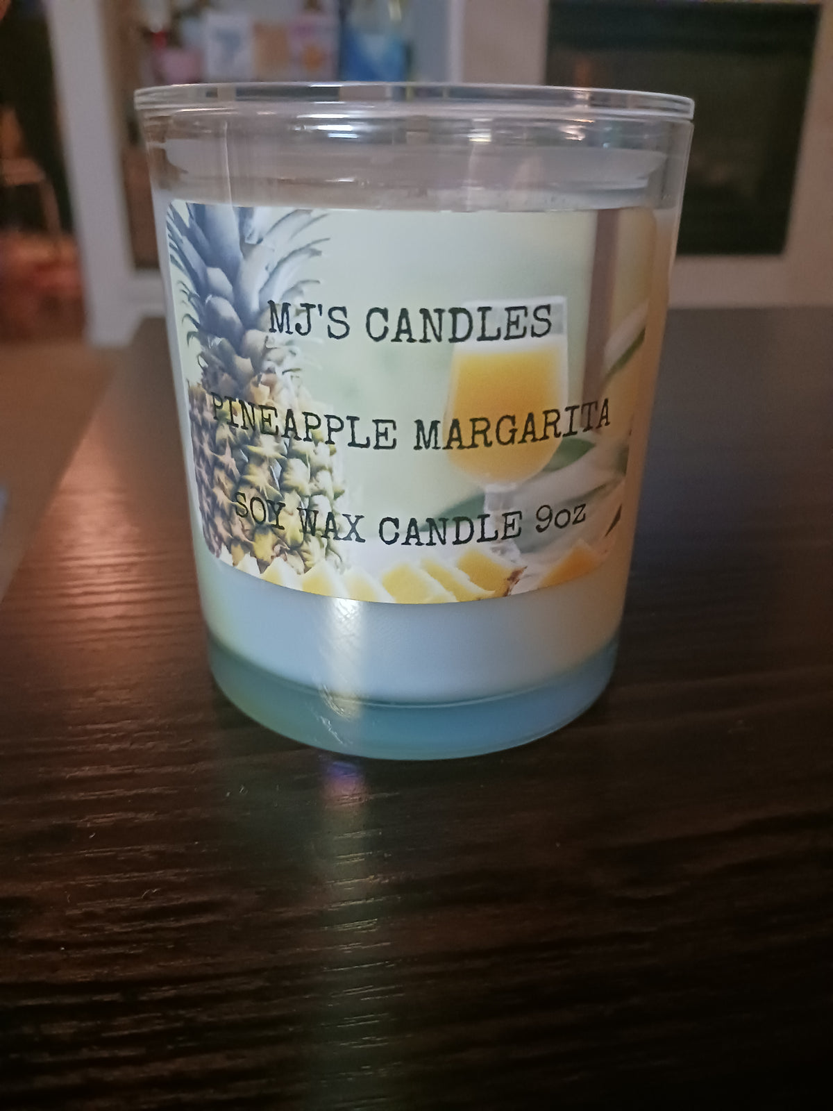 MJ'S CANDLES LLC Pineapple Margarita tropical scented natural candle in clear glass jar with soy wax