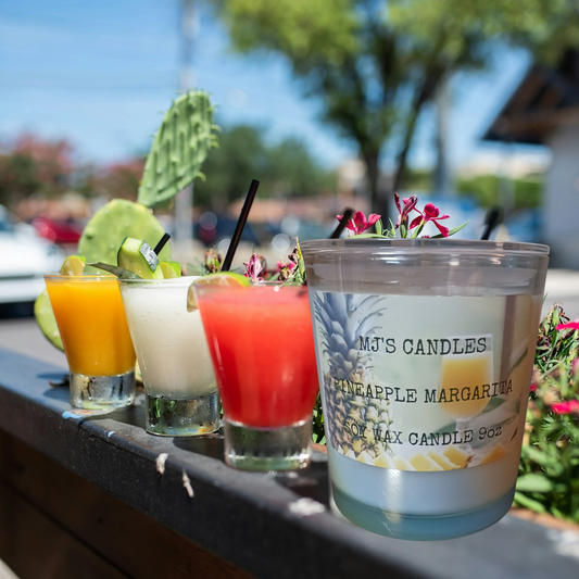 MJ'S CANDLES LLC tropical scented natural candle Pineapple Margarita soy wax with colorful tropical drinks