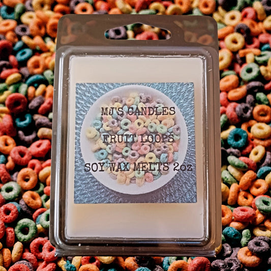 MJ'S CANDLES LLC handcrafted breakfast scent wax soy wax melts with fruit loops design